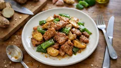 しゃきっと食感が楽しい、豚肉と菊芋の生姜ごま炒め。ご飯が進む簡単おかず