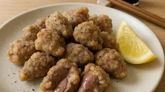 コリッと食感がたまらない、鶏ハツの唐揚げ——片栗粉で軽くサクッと仕上げる