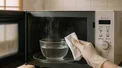 電子レンジ掃除は重曹よりラク？ アルカリ電解水で蒸して拭くだけの簡単手順