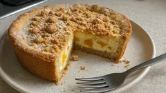 桃とリコッタのクロスタータ:白チョコ&アマレッティで香りよく、混ぜて焼くだけ簡単タルト